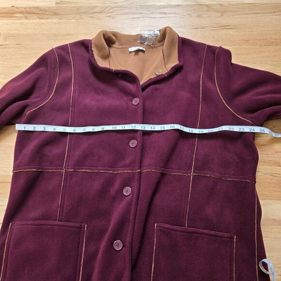 New Susan Graver Reversible Brown Burgundy Button Down Coat Jacket - Picture 8 of 9